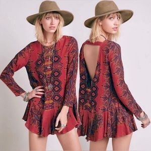 Free People Smooth Talker Tunic Dress Low V Back Small with Pockets